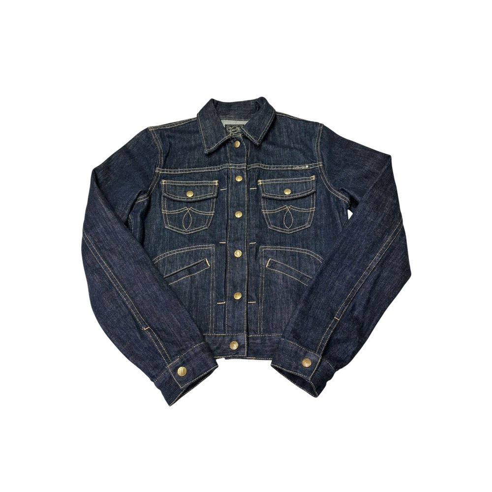 Lucky Brand Dungarees Denim Jacket Womens Small Dark‎ Wash Indigo Made in USA